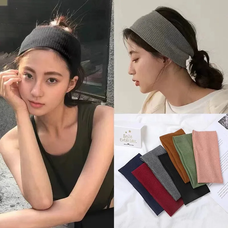 

Sports Cycling Wash Face Hairbands Soft Korean Cotton Knitted Headband For Women Girls Bandanas Fashion Hair Accessories