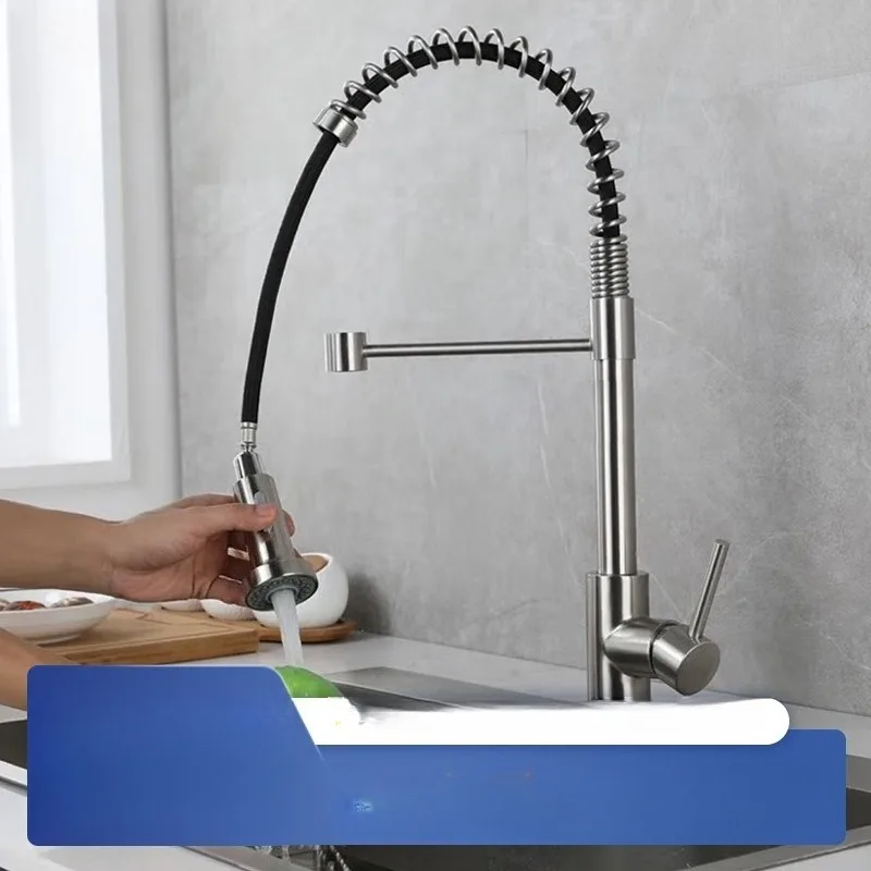 Kitchen Sink Faucet, Household Stainless Steel Hot and Cold Faucet, Kitchen Pull-out Faucet, Hot and Cold Dual-use