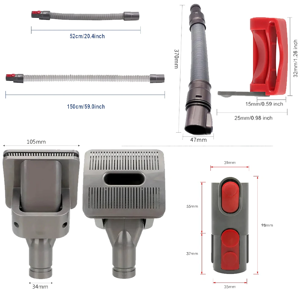 For Dyson V6 V7 V8 V10 V11 V15 Vacuum Cleaner Pet Grooming Tool, Pet Dog Brush Hose Adapter Switch Buckle Replacement Parts