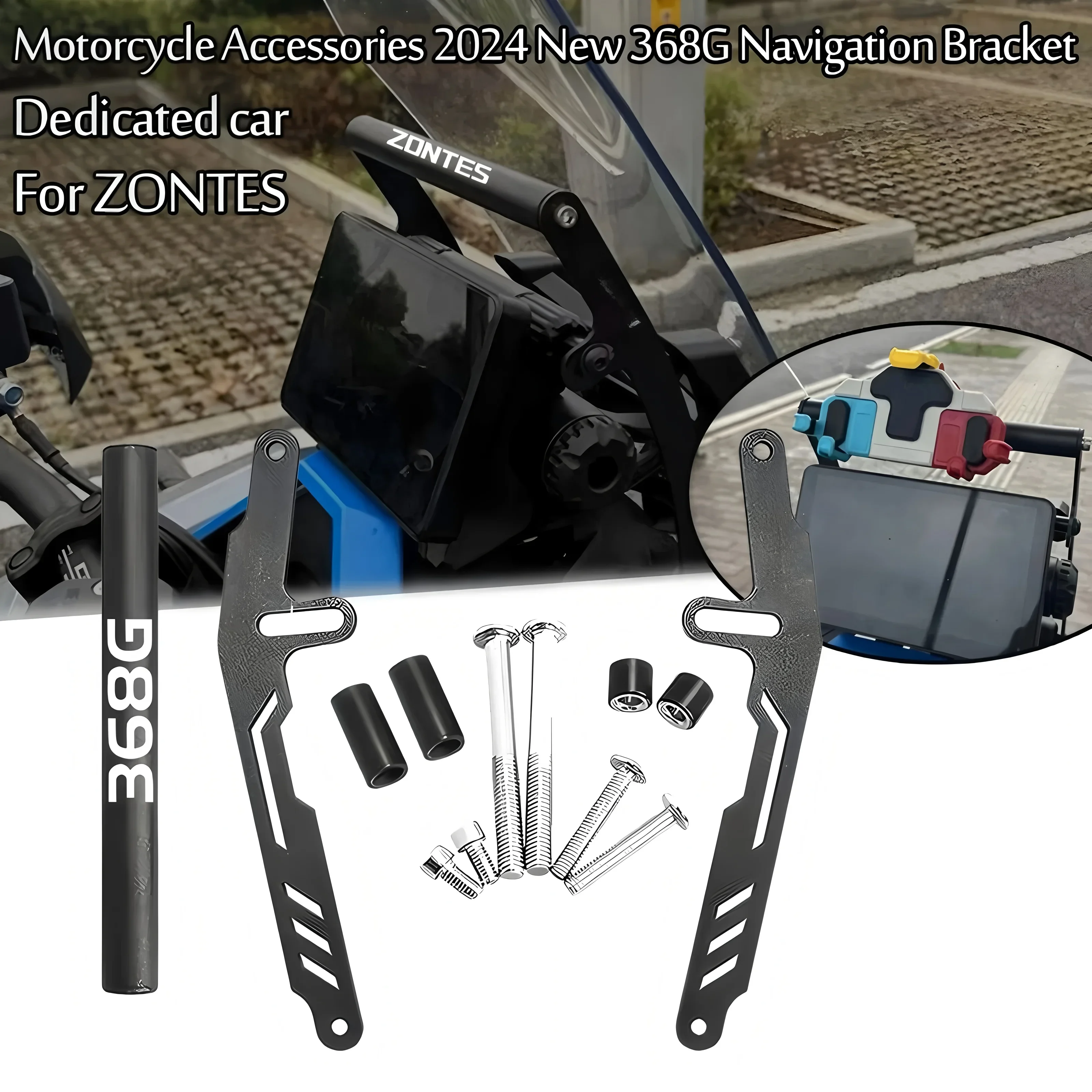 

Motorcycle Multi-function Front Windshield Navigation Rod New Mobile Phone GPS Navigation Bracket For Zontes 368G G368 368 G