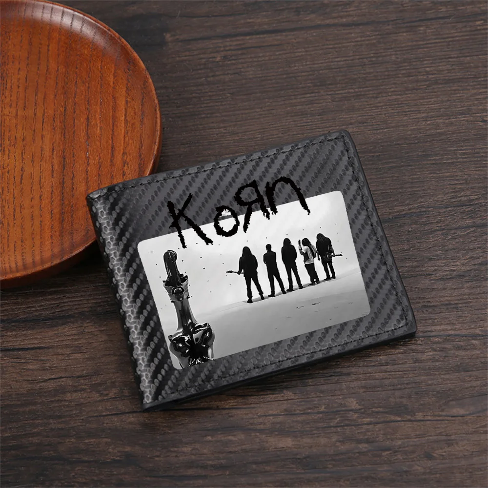 Band silhouette playing music,dark backdrop. Men's Wallets Simple Business Modern Stylish Printing Design Gifts For Father Boyfr