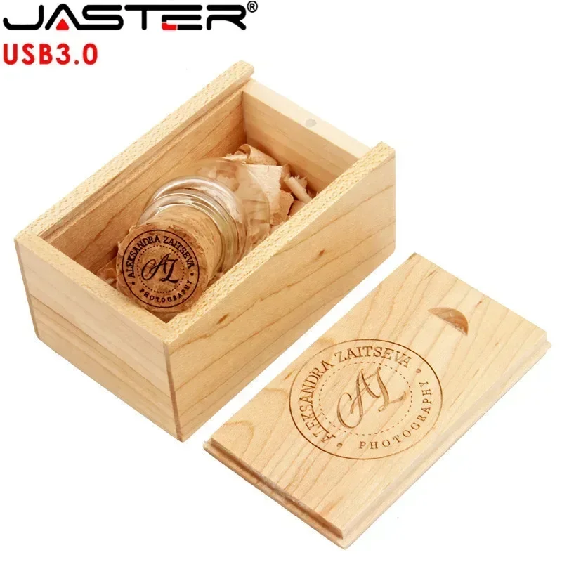 JASTER – clé USB 3.0 en verre avec LOGO personnalisé, 4/8/16/32/64 go, bouteille à la dérive, lecteur Flash