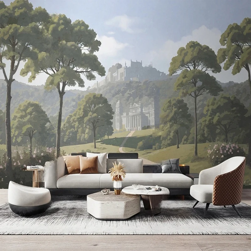 Chinese Landscape Wall Art Custom Mural Waterfall Tree Wallpapers Home Interior Wall Decor Background for Living Room Office