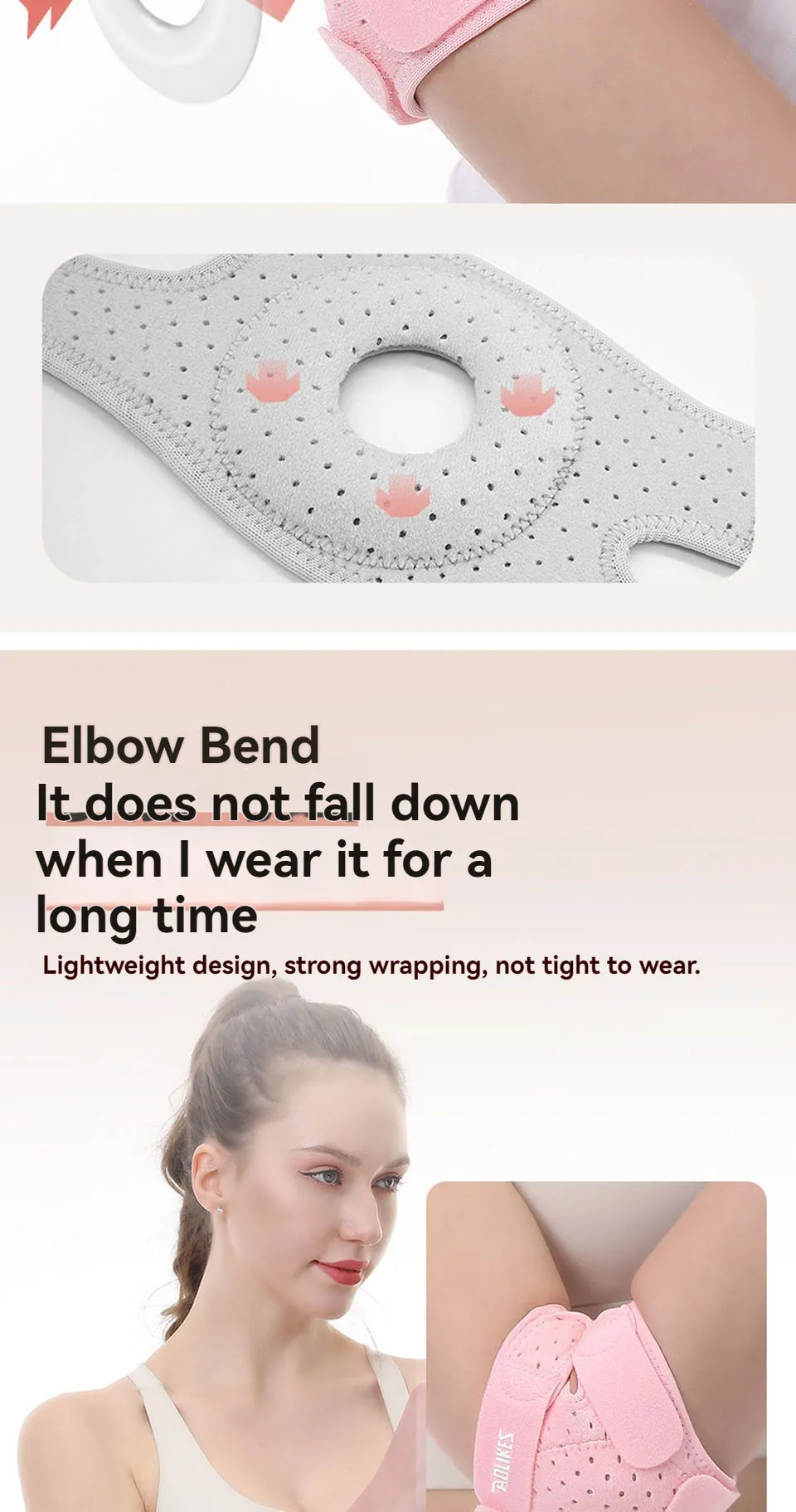 AOLIKES 1 Stück Ellenbogen-Kompressionsmanschette, Ellenbogenbandage für Tennis-Ellenbogen für Damen und Herren, Ellenbogenmanschette für Tennis, Golfer, Badminton – Detail 10