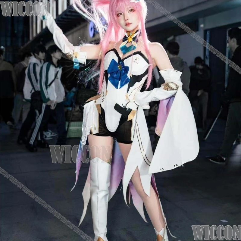 Disfraz de Cosplay Aemeath Wuthering Waves para Mujer Adulta, Vestido de Halloween, Peluca Rosa, Adorno de Halo, Traje de Carnaval de Navidad