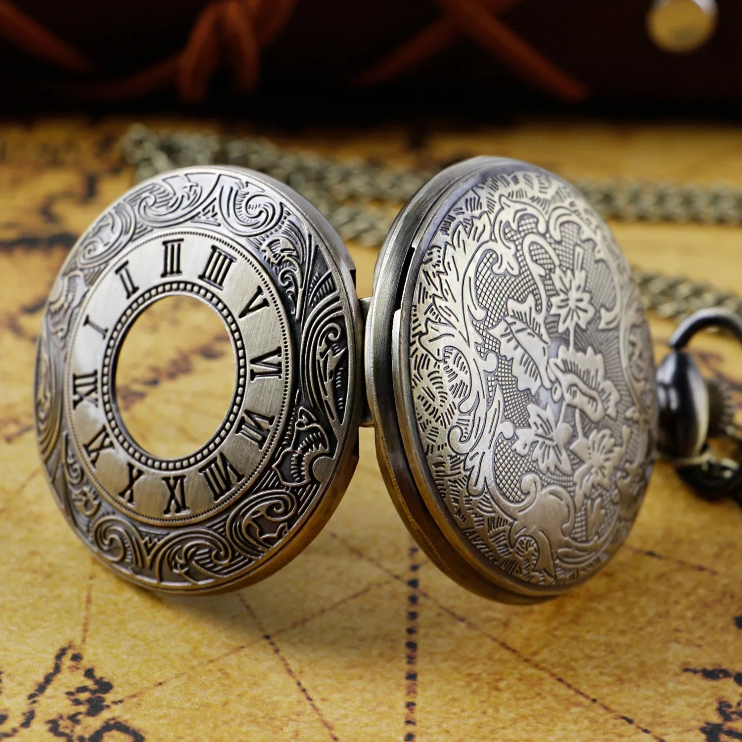 Steampunk Starry Sky Romantic Theme Quartz Pocket Watch Necklace All Hunter Retro Pocket FOB Watch Exquisite Gift for Male Women