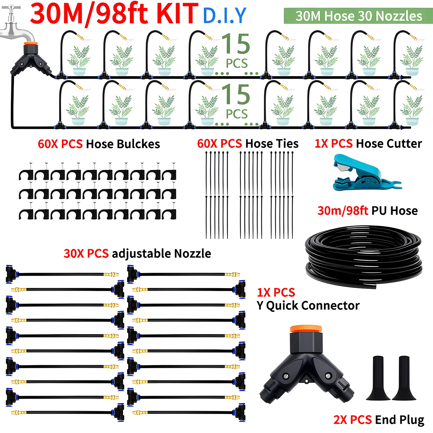DIY Free Bending Universal Spray Kit für Gewächshaus Garten Blumen Pflanze Bewässerung Bewässerung Terrasse Beschlagen Kühlsystem