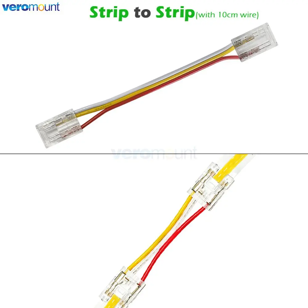 3Pin CCT COB LED Strip Fast Connector for IP20 CCT FOB Strip 8mm 10mm Solderless Solder Free Strip to Strip / Wire Joint Corner