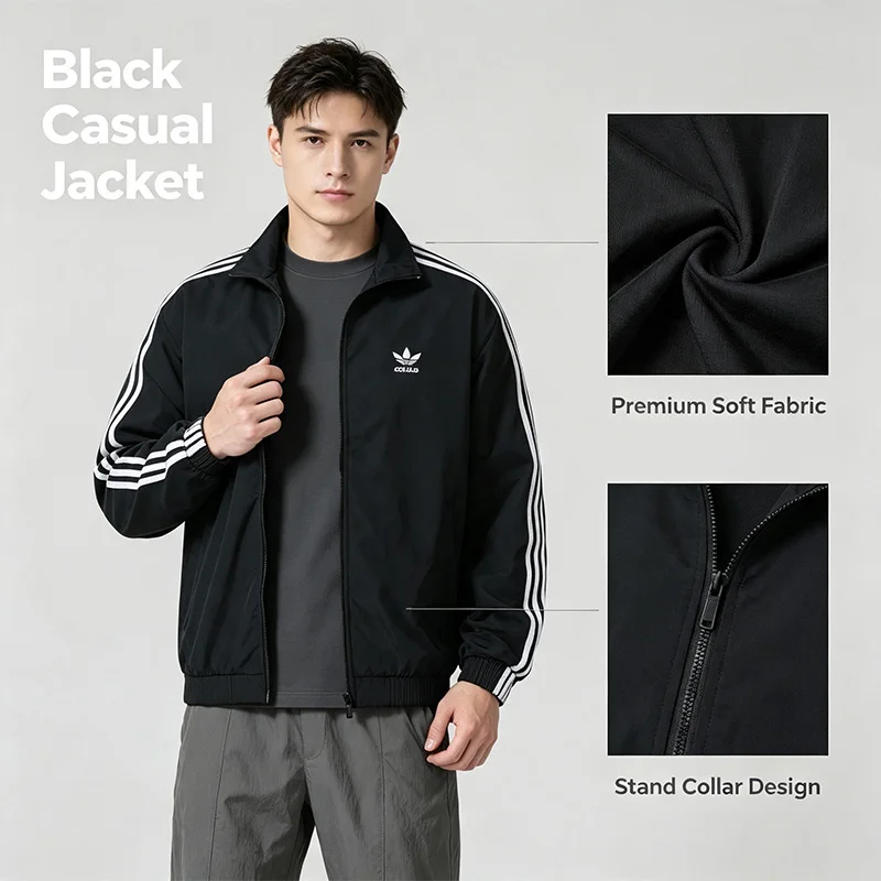 Adidas  Trefoil Couple Retro Waffle Men's And Women's Sports Slim Fit Stand Collar Jacket KB2466