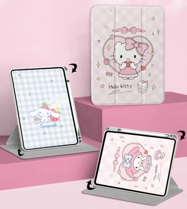 MINISO My Melody لجهاز iPad حافظة Ipad 9/10/11 A16 11in غطاء لوحي ipad Air3 4 5 M2 M3 10.9in Pro 4 5 6 12.9in M4 حافظة واقية