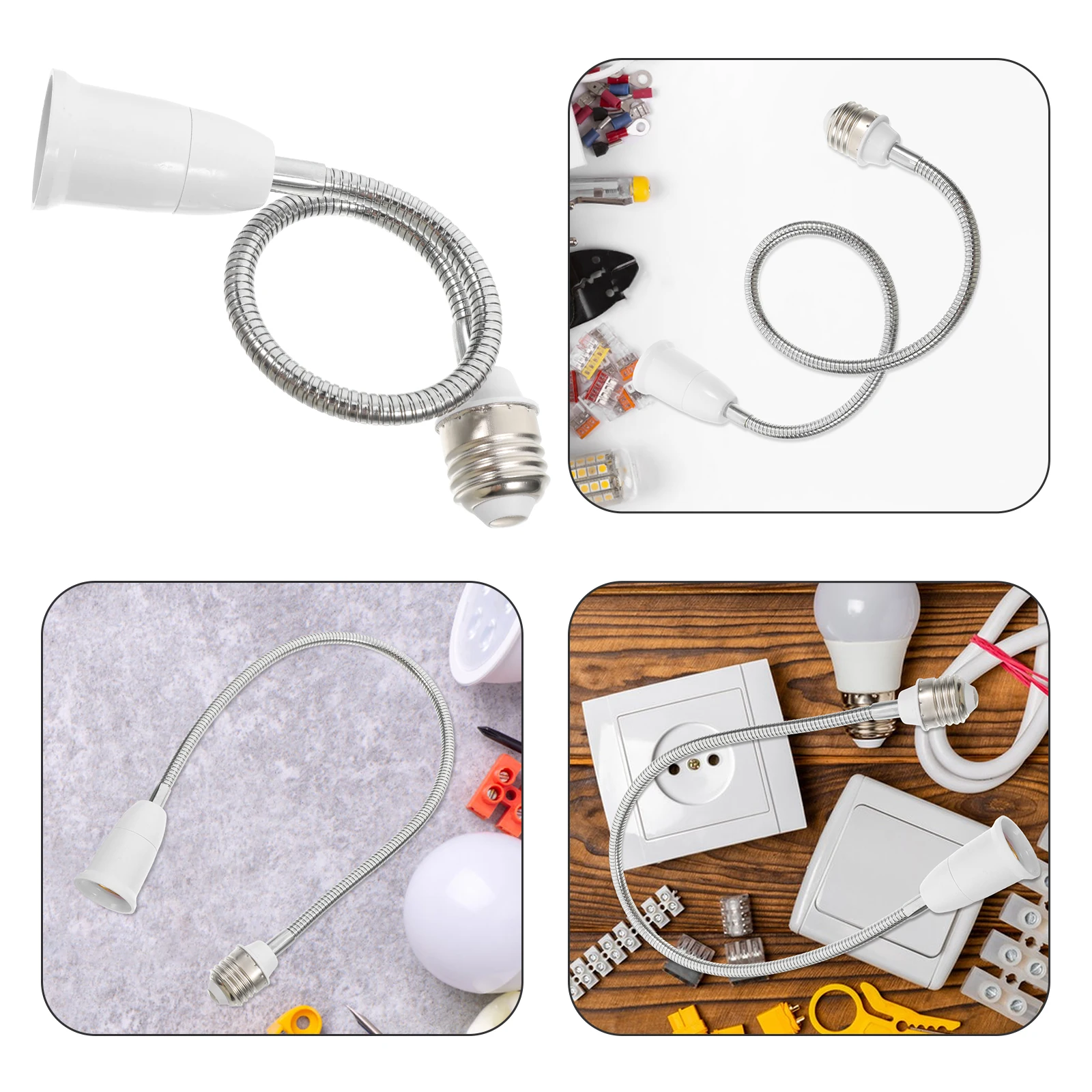 

E27 Lamp Holder Converter Bulb Extension Socket Extender Flexible Light Adapter Universal Rotatable Fixture Durable for Home