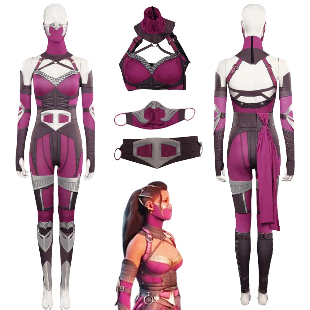 Mileena Cosplay Fantasia Game Mortal Kombat Disguise Costume Adult Women Roleplay Fantasy Halloween Carnival Party Cloth