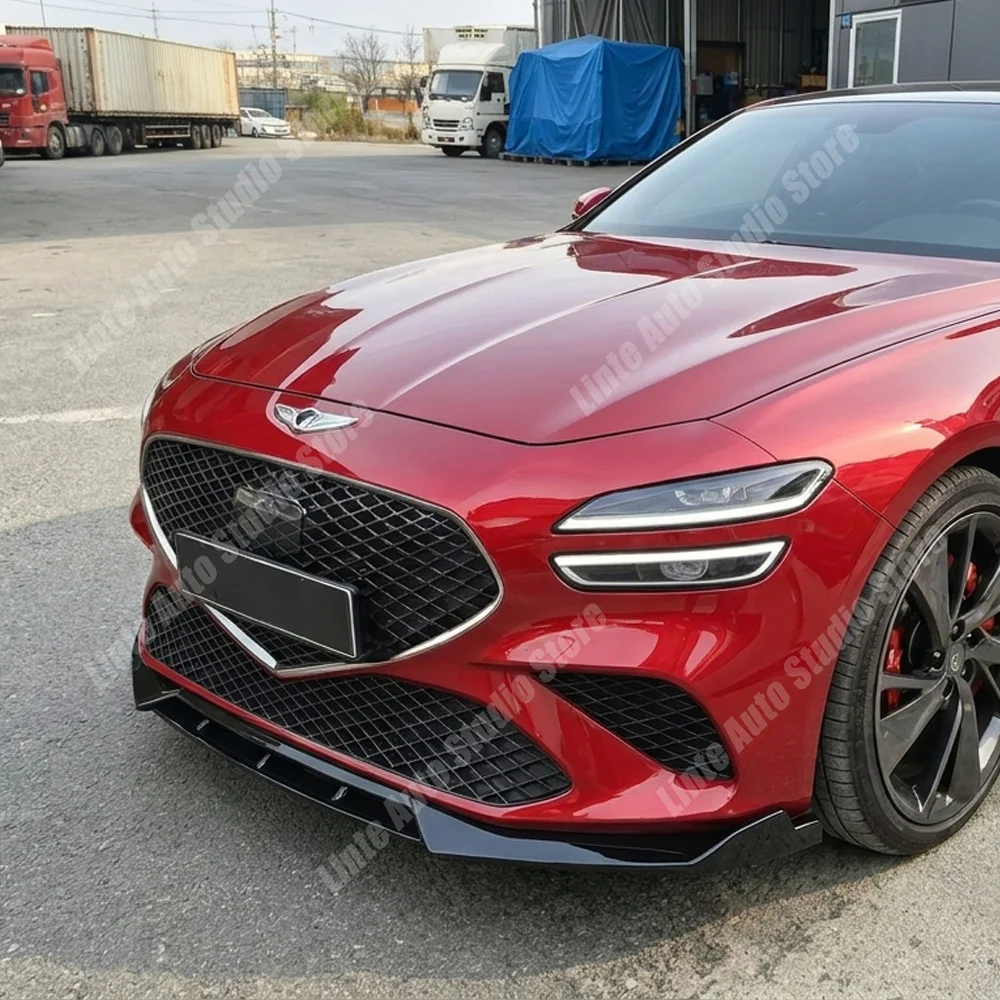 Glossy Black Front Bumper Splitter For Genesis G70 Sedan/Shooting Brake 2021-2025 Facelift ABS Front Lip Spoiler Chin Tuning
