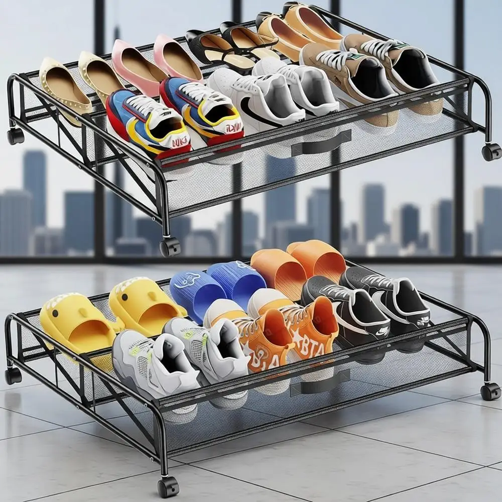 

Dual Pack Wheeled Under Bed Shoe Storage Boxes for Space-Efficient Bedroom Organization