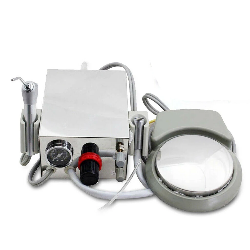 Portable Steel Dental 2/4 Holes Air Control System Foot Switch Turbine Unit with 3 Way Syringe