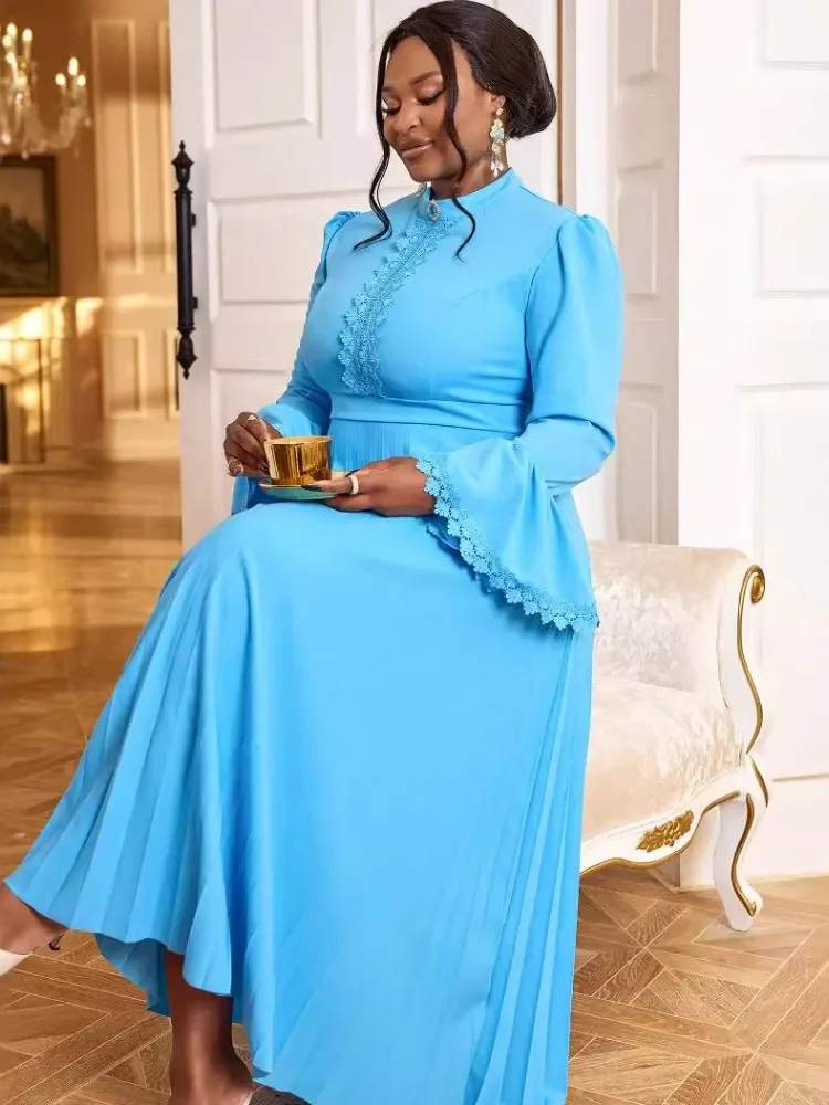 فستان حفلات أفريقي مقاس كبير للنساء لخريف وشتاء موضة جديدة Dashiki أنقرة فساتين زفاف أنيقة تركيا فستان ماكسي إسلامي #3