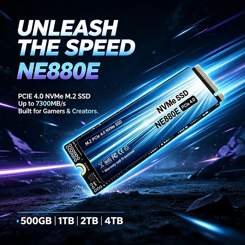 2026 New NE880E M.2 NVMe PCIe Gen4 SSD 500GB 1TB 2TB 4TB Internal Hard Disk Fast Read Write for Gaming PC Office Laptop System U