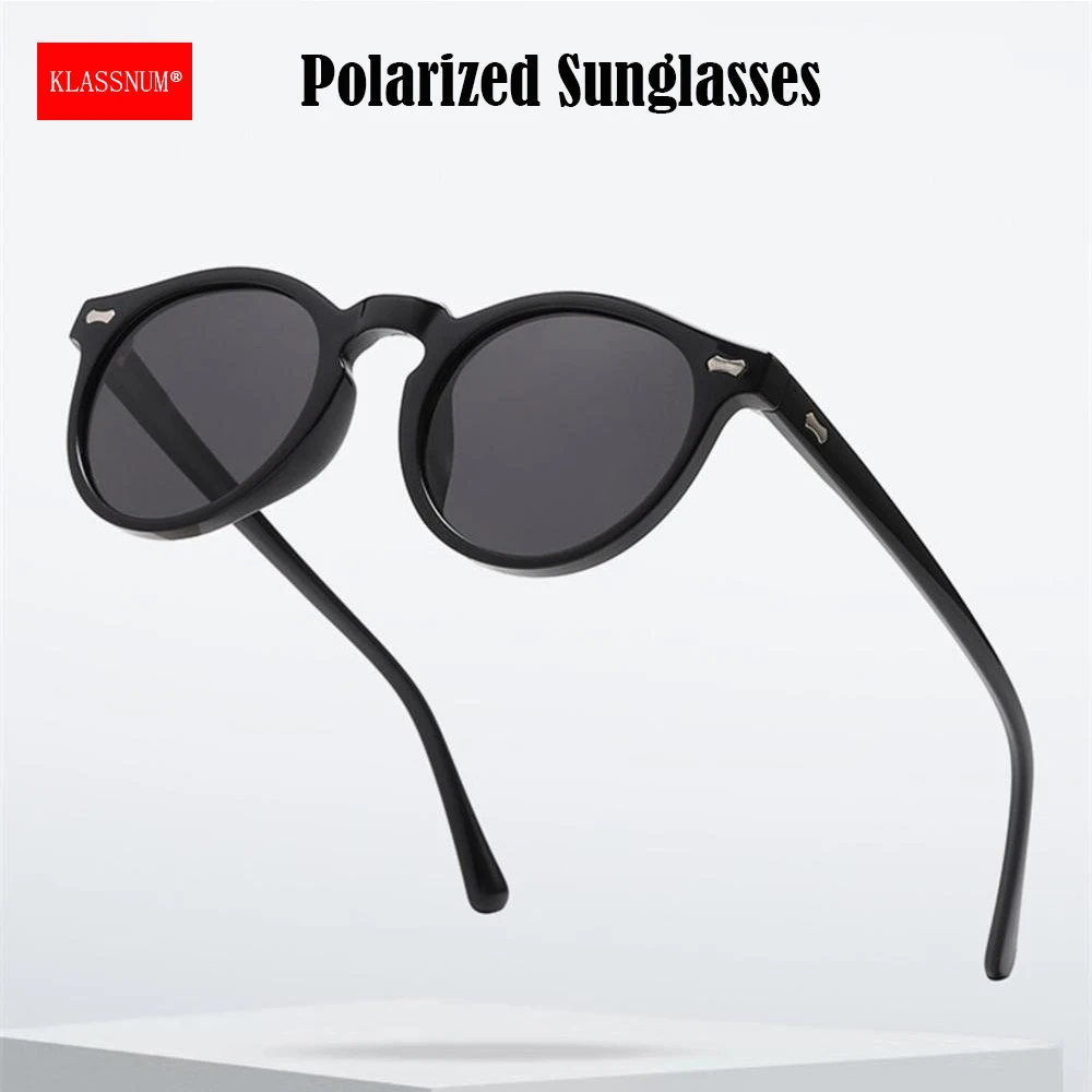 

KLASSNUM Men Retro Round Polarized Sunglasses Women Brand Luxury Designer Driving Sun Glasses Outdoor UV400 Shades Eyepiece 2025