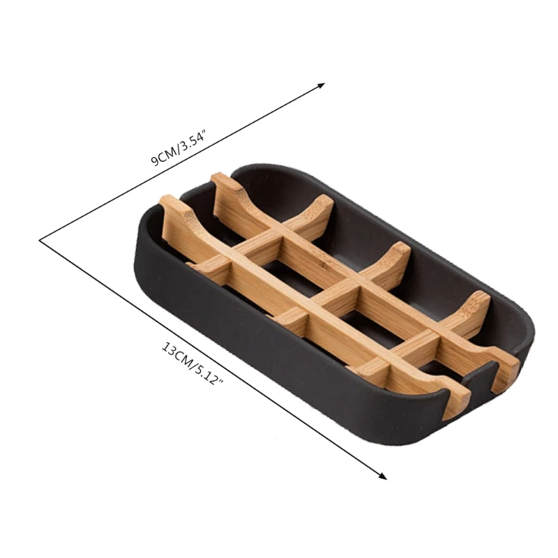 Soap Dish Bamboo Self-draining Soap Dishes Plate Tray Rack Holder for Washroom Bathroom Kitchen Bathtub Bar Accessories