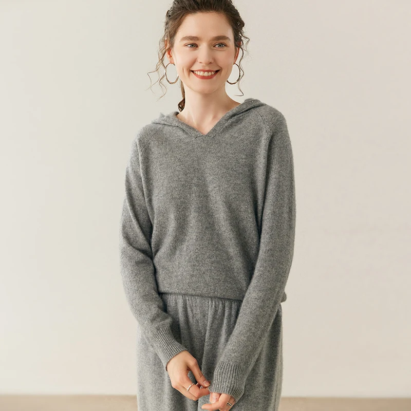 Choice High Quality 100% Cashmere Sweater Women Winter Soft Warm Solid Hoodie Pullover Cashmere Knitwear New Fashion Tops