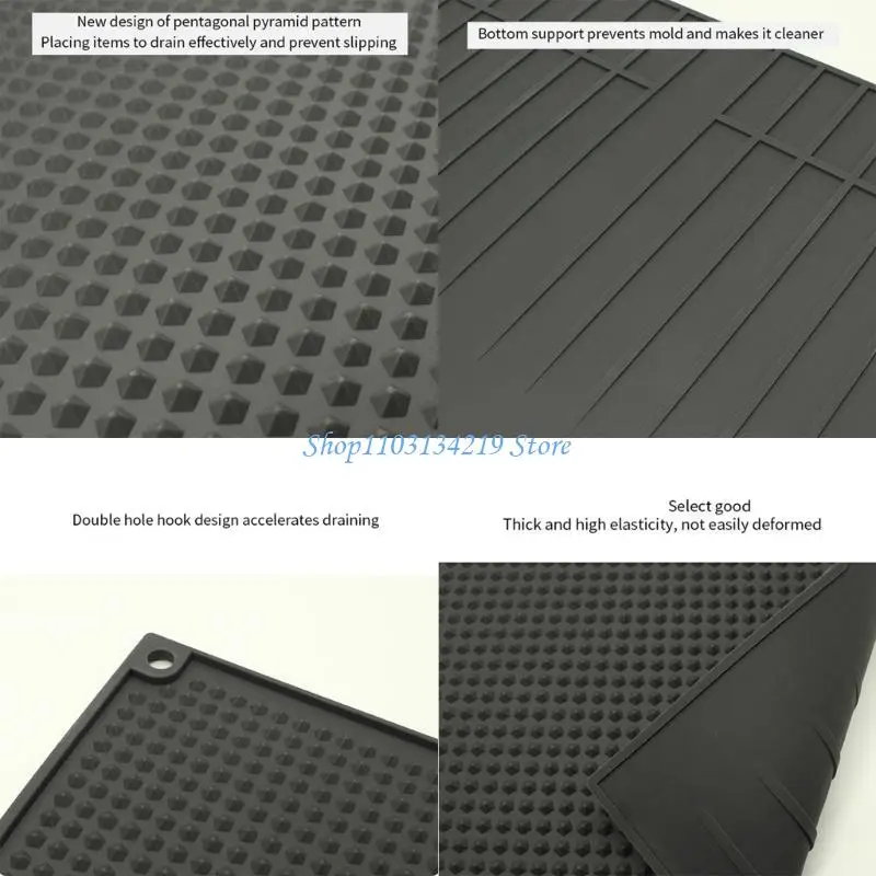 N5KC Dish Drying Pad Bowl and Plate Draining Mats Silicone Texture for Kitchen Use