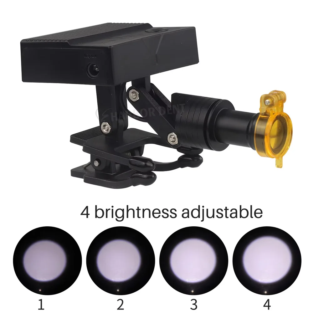 5W Portable Dental Wireless Headlight Clip-on Magnifying Glass With Yellow Optical Filter Dentistry LED Headlamp