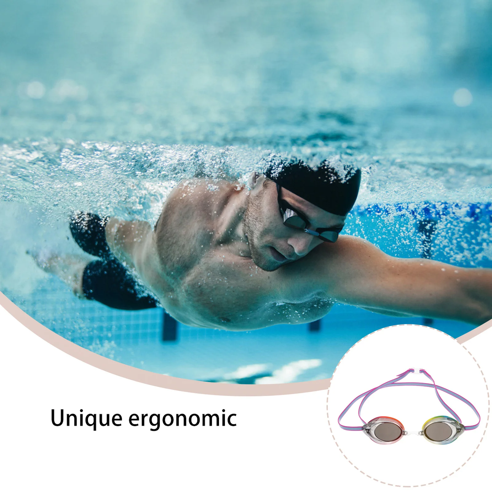 

1Pcs Adults Swim Goggles with Anti- Lens Waterproof Design Flexible Nose Bridge Adjustable Mirror Strap Swimming