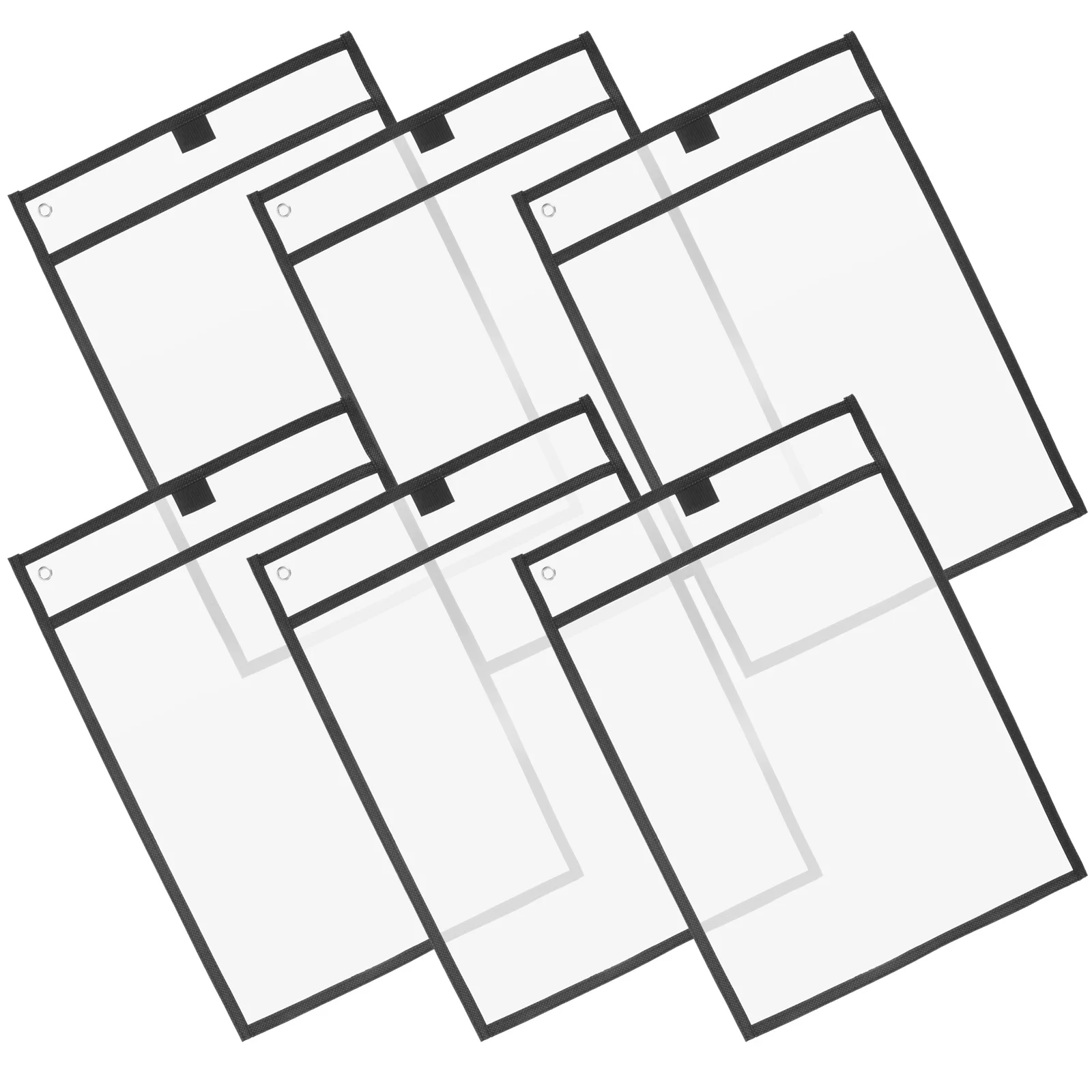 6Pcs Reusable Clear PVC Dry Erase Pockets Sleeves Marker Holder for Classroom Office Teaching Stationery Storage Bags