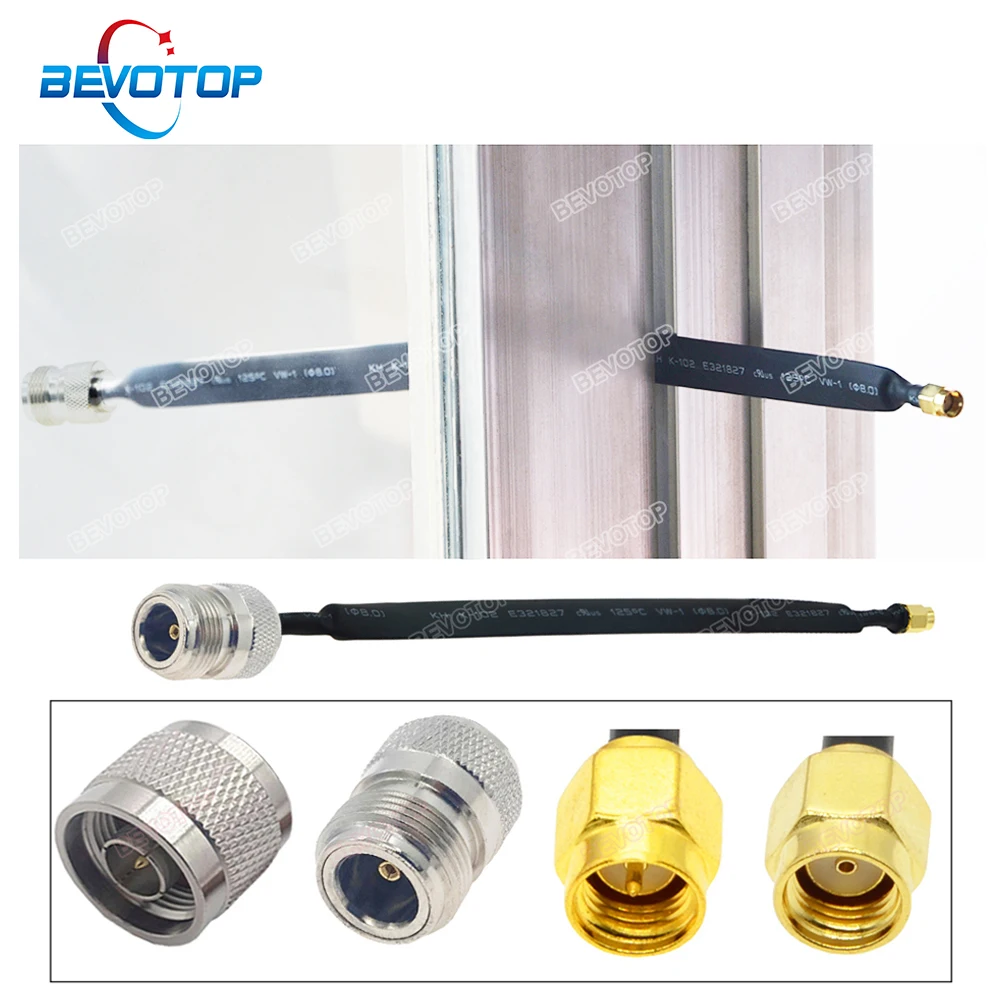 BEVOTOP Cable adapter window pass cable RP-SMA Male to N Female for External Antenna and 4G LTE 5G router 50 Ohm RF Cable