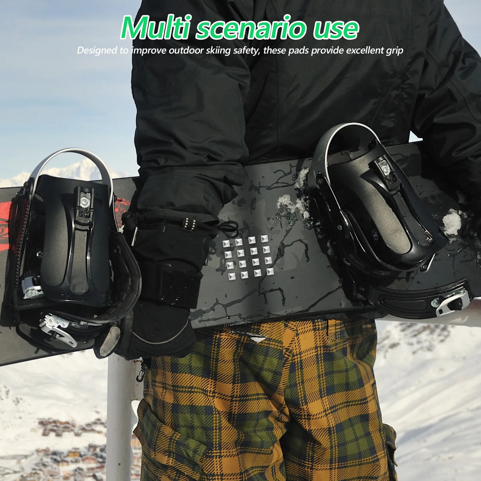 

5Pcs Snowboard Anti Slip Pads Metal Pyramid Studs Outdoor Ski Grip Foot Pads Snowboarding Stop Spike Accessories