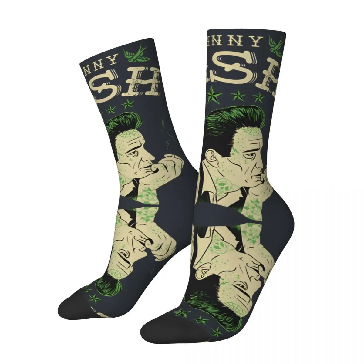 Hip Hop Music Fan Men's Socks Unisex J-Johnny Cash Harajuku Pattern Printed Funny Novelty Crew Sock Boys Gift official-website