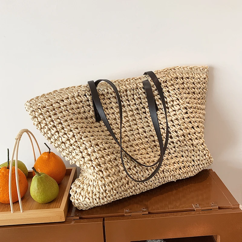 Summer Straw Bag Women Large Capacity Handle Bag Handmade Woven Handbag Bohemia Vacation Rattan Beach Bag Shopping bag tote bag