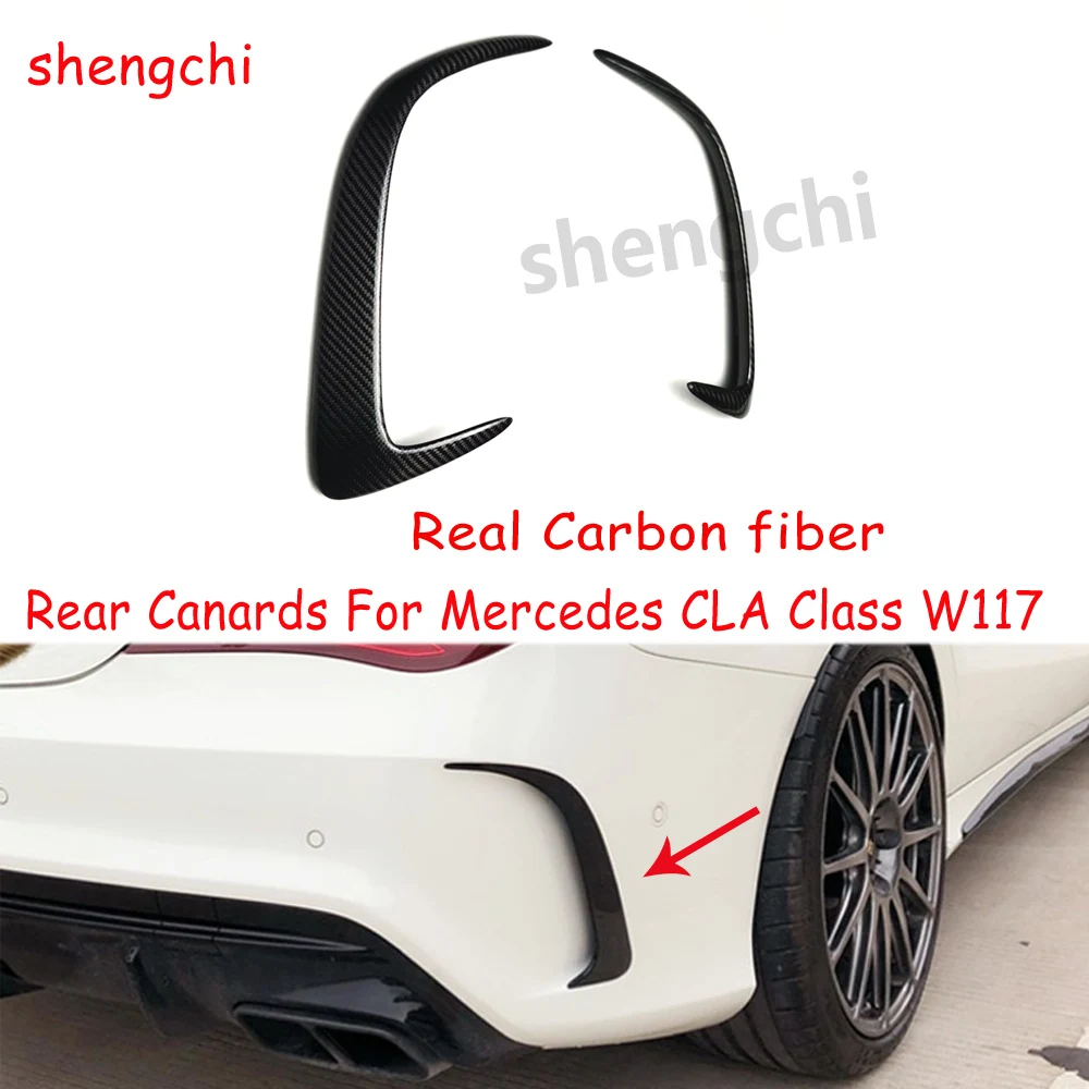 

W117 Real Carbon Fiber Rear Bumper Canards Splitter For Mercedes CLA Class CLA180 CLA200 CLA45 AMG Rear Side Vent Canard Trim