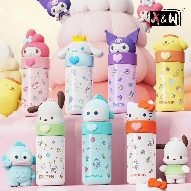 X&W 350ML Sanrio Series Thermos Cup 316 Stainless Steel Insulated Cup with Hidden Rope Waterbottle Children's Portable Cup