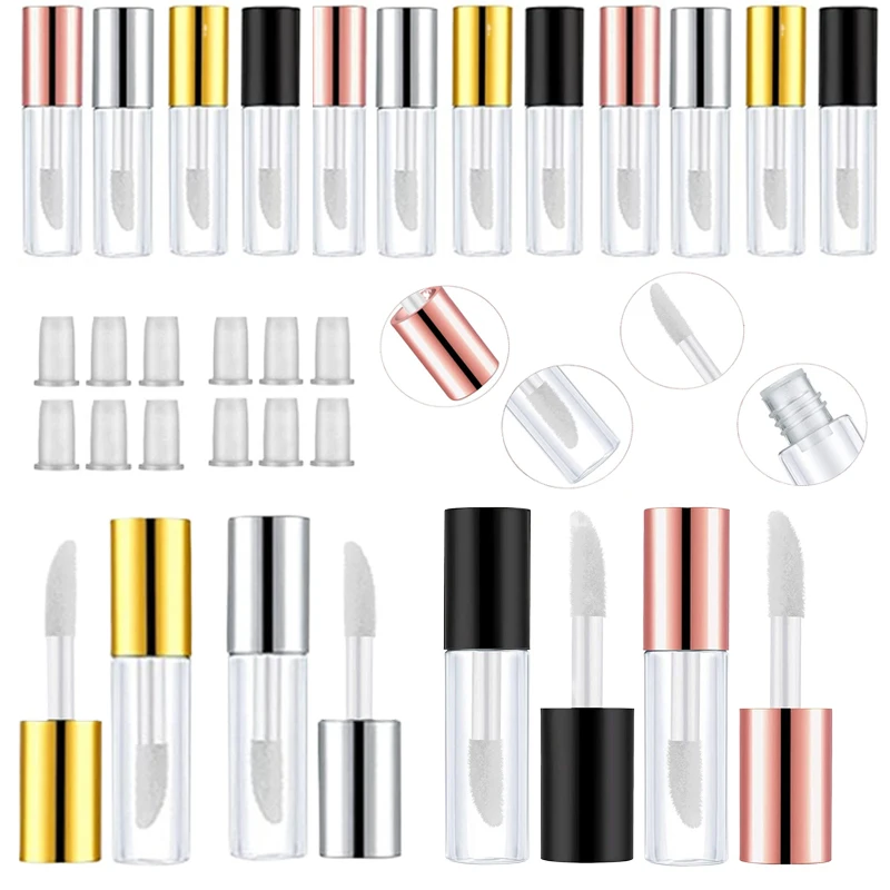 

200Pcs/lot 2ml Empty Clear Lip Glaze Bottles Mini Reusable Lip Gloss Sample Bottle Container for Women Girl DIY Makeup Lip oils