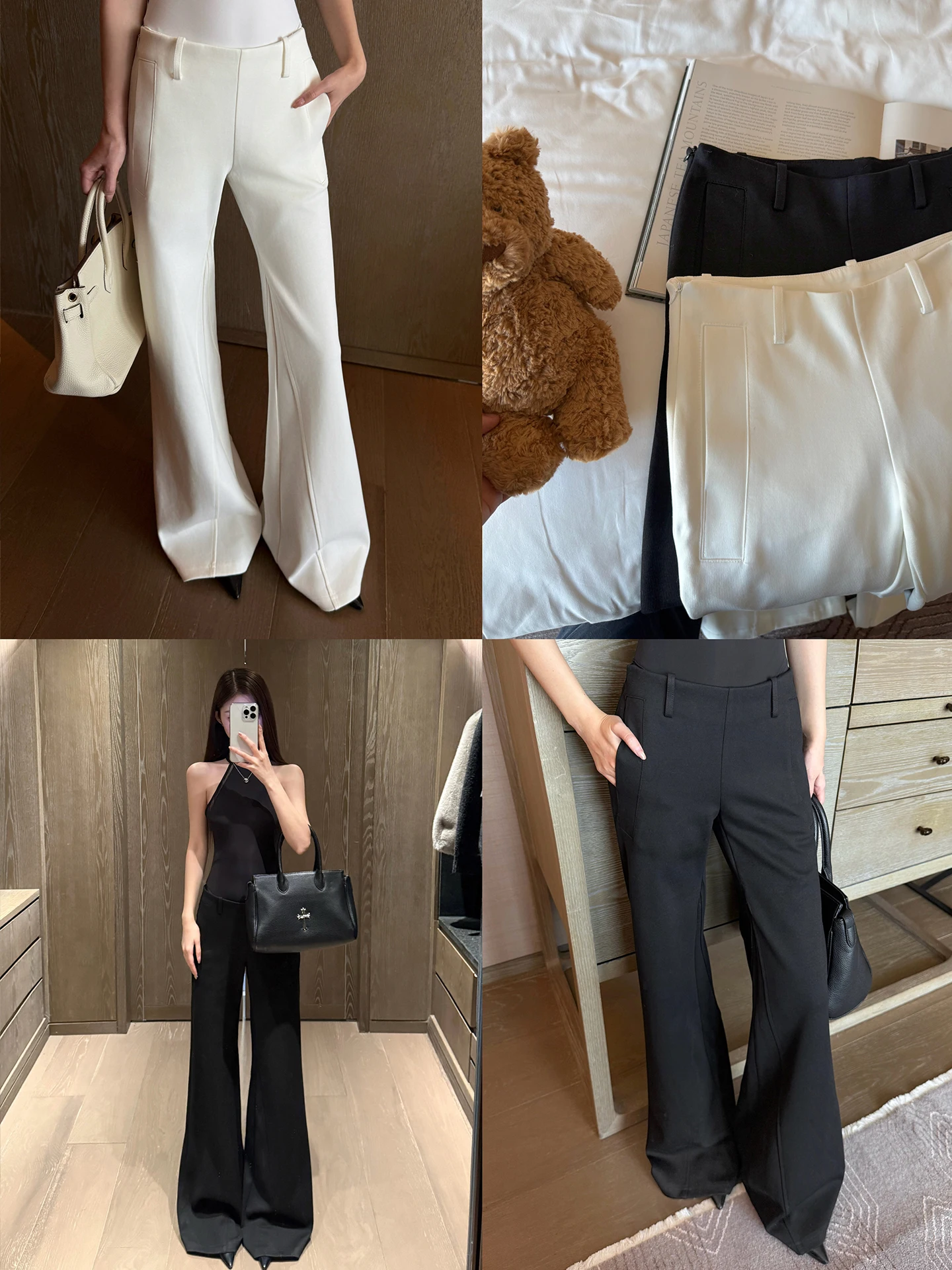 

White Wide Leg Suit Pants Women's Early Spring Versatile Floor-Length Casual Trousers Cotton Blend Comfortable Fit