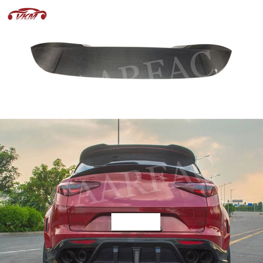 Carbon Fiber/ FRP Rear Roof Spoiler Wings Cover for Alfa Romeo Stelvio Base Sport Ulitity Quadrifoglio 2017-2019 Car Accessories