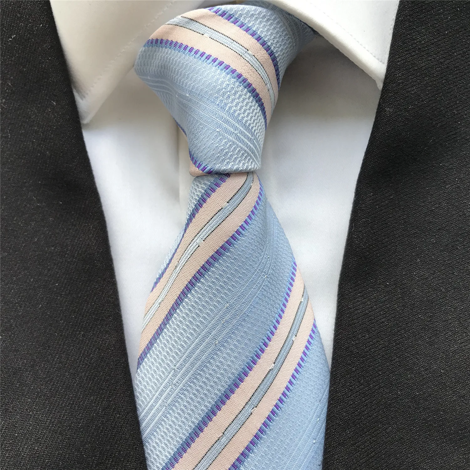 

10 cm Width Men's Ties High Quality Jacquard Woven Neck Tie Fashion Striped Neckties to Match Suits Dress