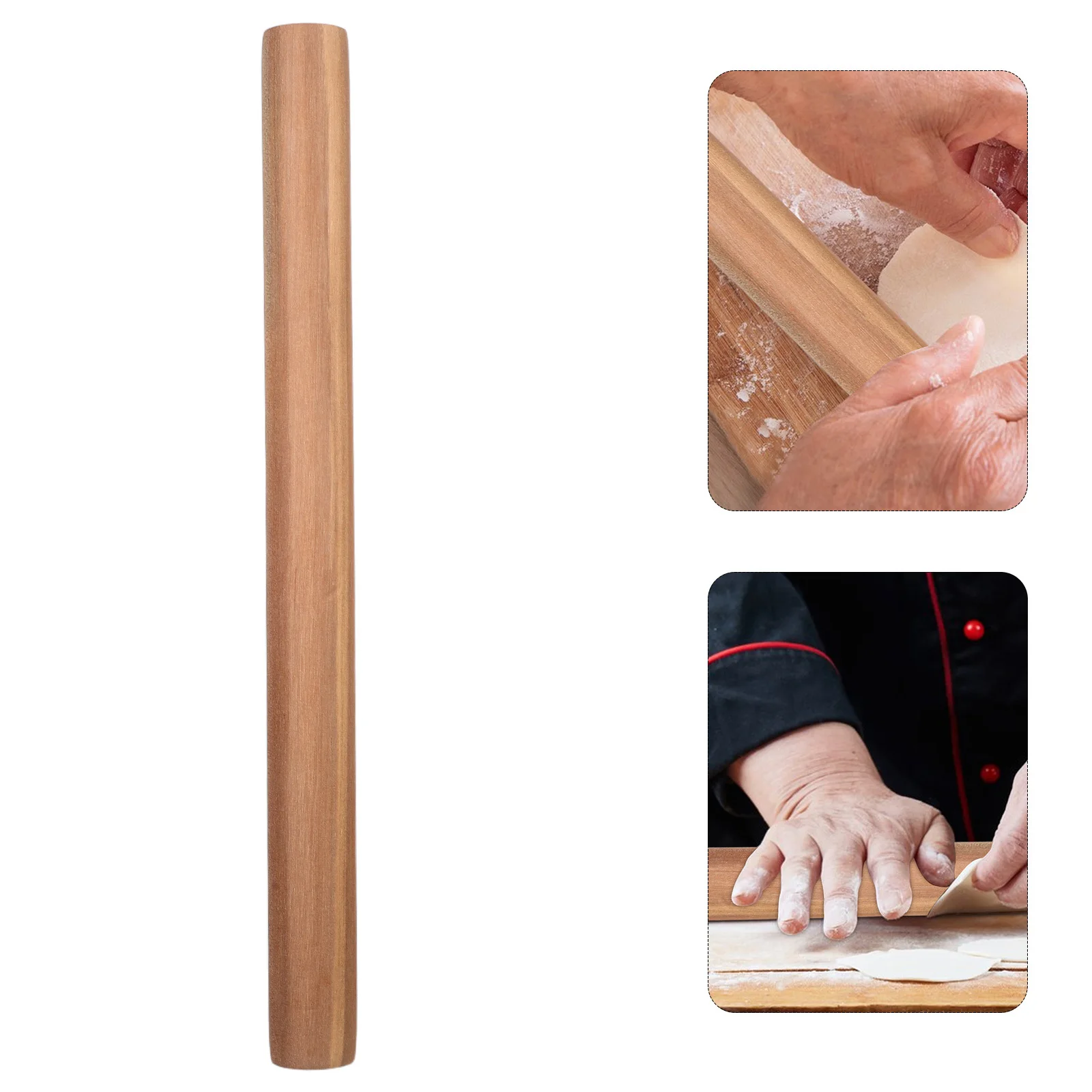 

Solid Wood Rolling Pin For Baking Dough Pastry Pizza Cookie Heavy Duty Thick Design Easy Rolling Kitchen Tool Home Use Non-Stick