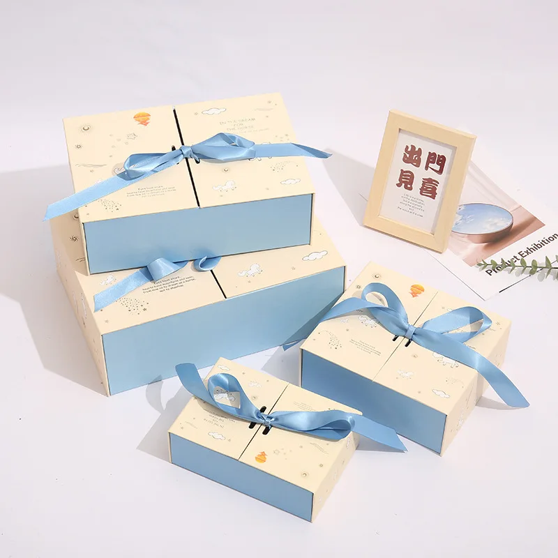 Rectangle Shaped Gifts Box with Bow Ribbon Valentines Day Presents Packaing Boxes Anniversary Surprise Gifts Wedding Decorations