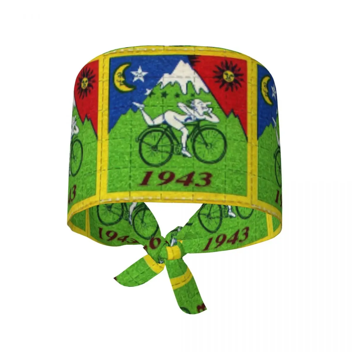 Bicycle Day Lsd Blotter Art Tab Scrub Hat Doctor Working Surgical Cap Men Women Adjustable Nursing Caps for Dentist