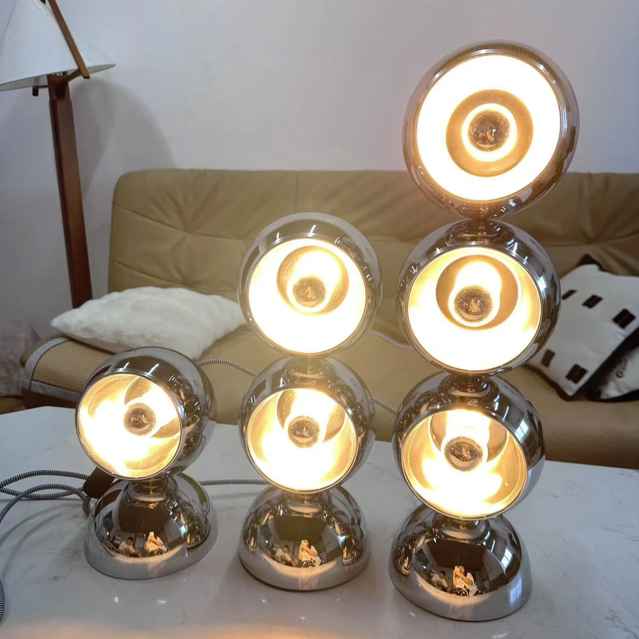 Nordic Creaative Multiple Balls Floor Lamps Chrome Metal Glass Standing Lights for Foyer Bedroom Study Led Indoor Lighting Decor