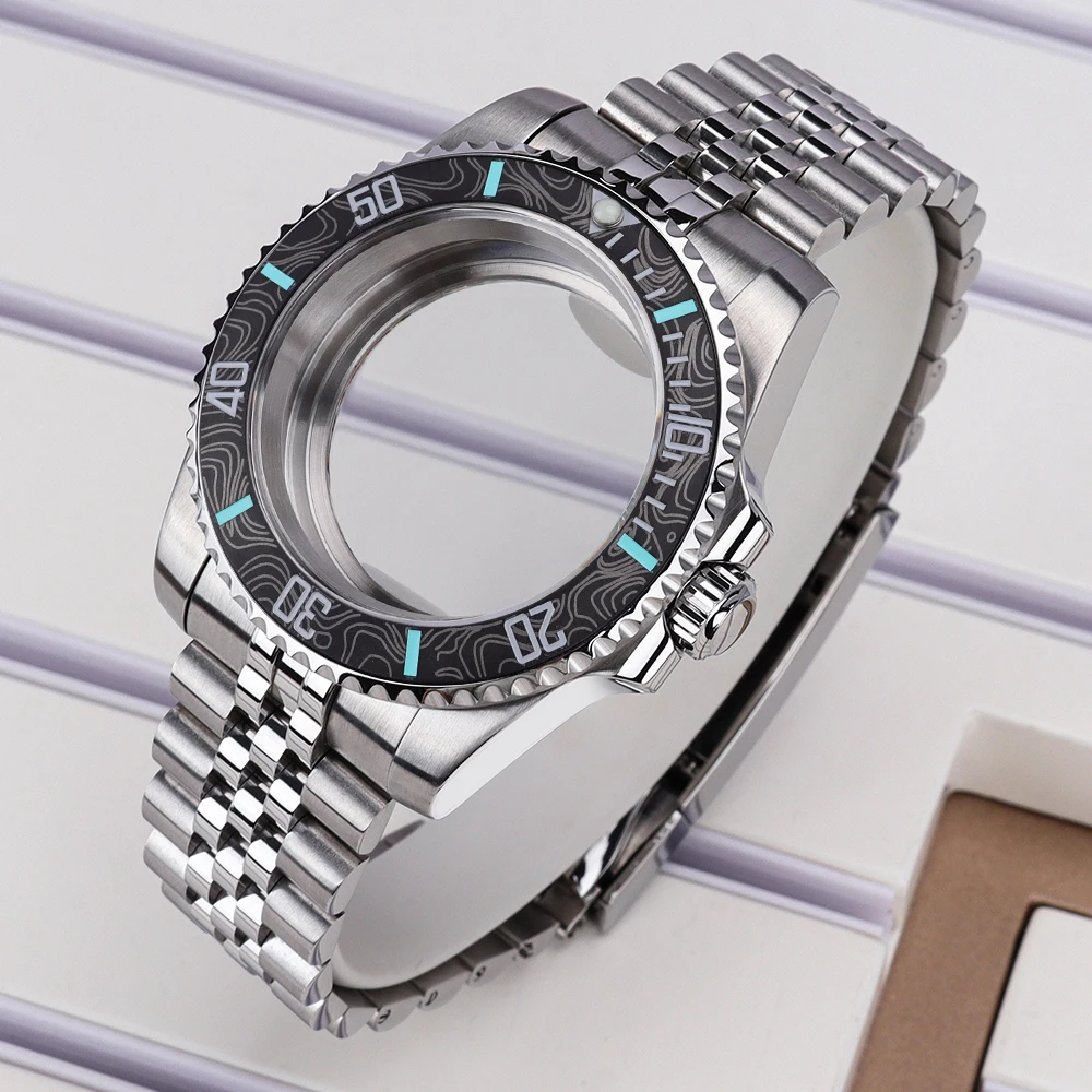 

40mm Men Watch Case Bands 120clicks Bezel For Submariner Style Case NH35 NH36 NH34 NH72 NH70 ETA2824 Miyota 8215 28.5mm Dial