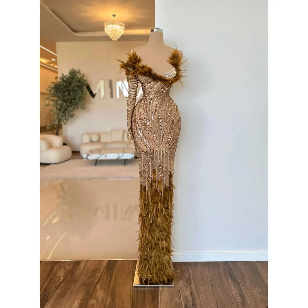 Винтажные платья для выпускного вечера на одно плечо, сексуальное вечернее платье с блестками и перьями, иллюзия длиной до пола, вечернее платье по индивидуальному заказу