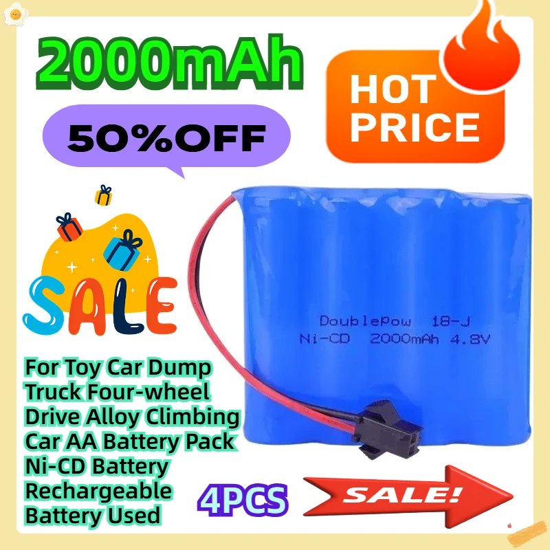 

For Toy Car Dump Truck Four-wheel Drive Alloy Climbing Car AA Battery Pack 4.8V 2000mAh Ni-CD Battery Rechargeable Battery Used