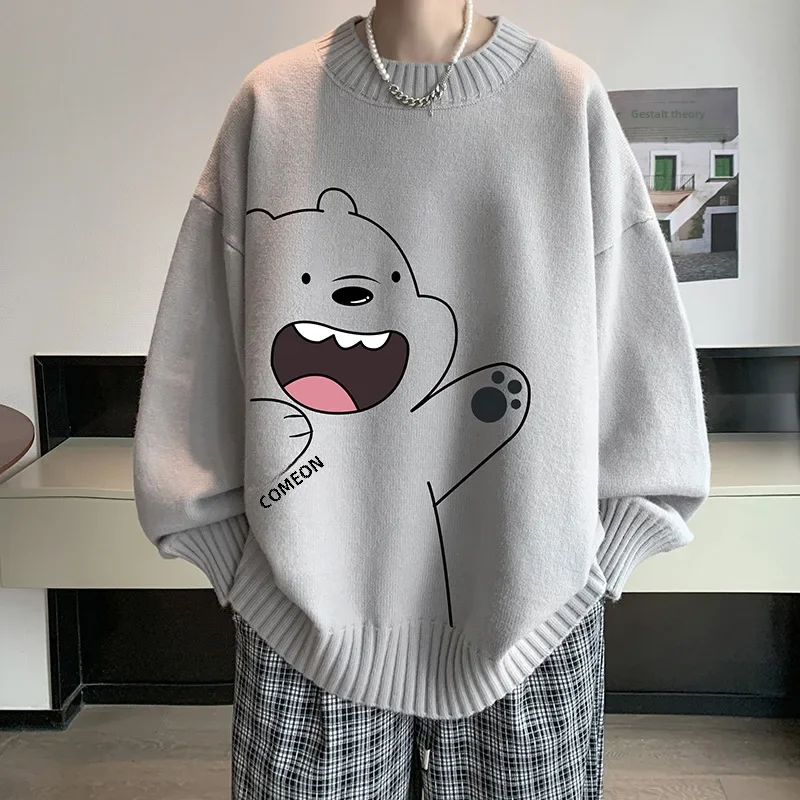 2023 Autumn/winter New Fleece-lined Thickened Sweater Casual Home Clothes Men's T-shirt Sweatshirt Pullovers