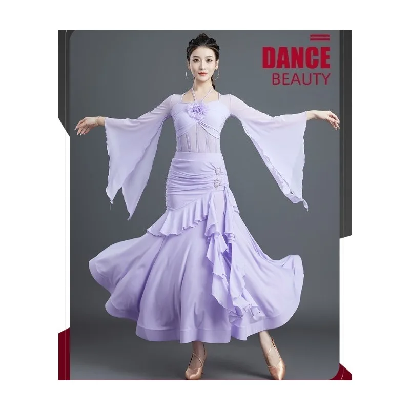 Abito da pratica per tuta da ballo latino per valzer sociale standard da donna con top da danza moderna personalizzato