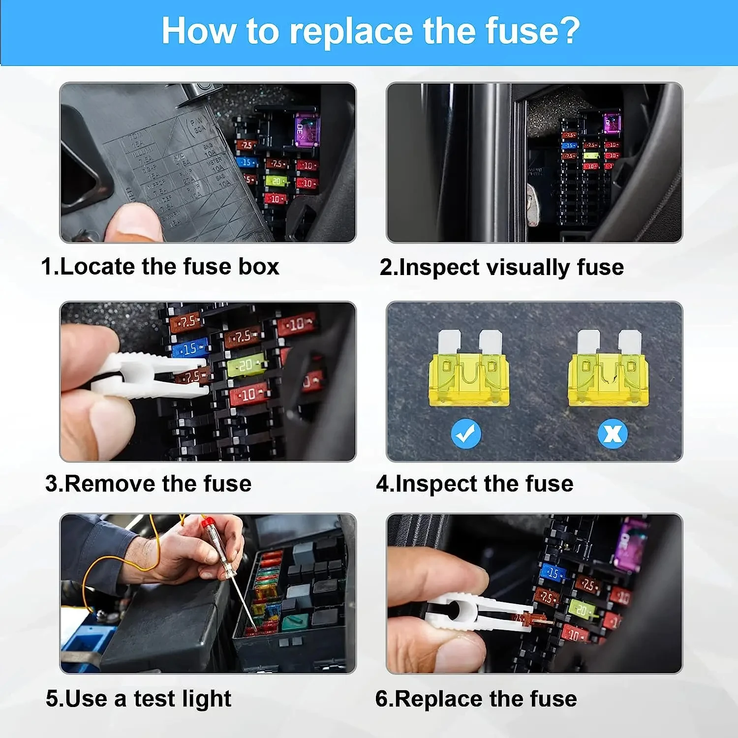 180PCS Standard Fuse Automotive 60 Mini Blade Car Fuse 60 Micro Fuse Fuse Puller Car Fuses Assorted Kit