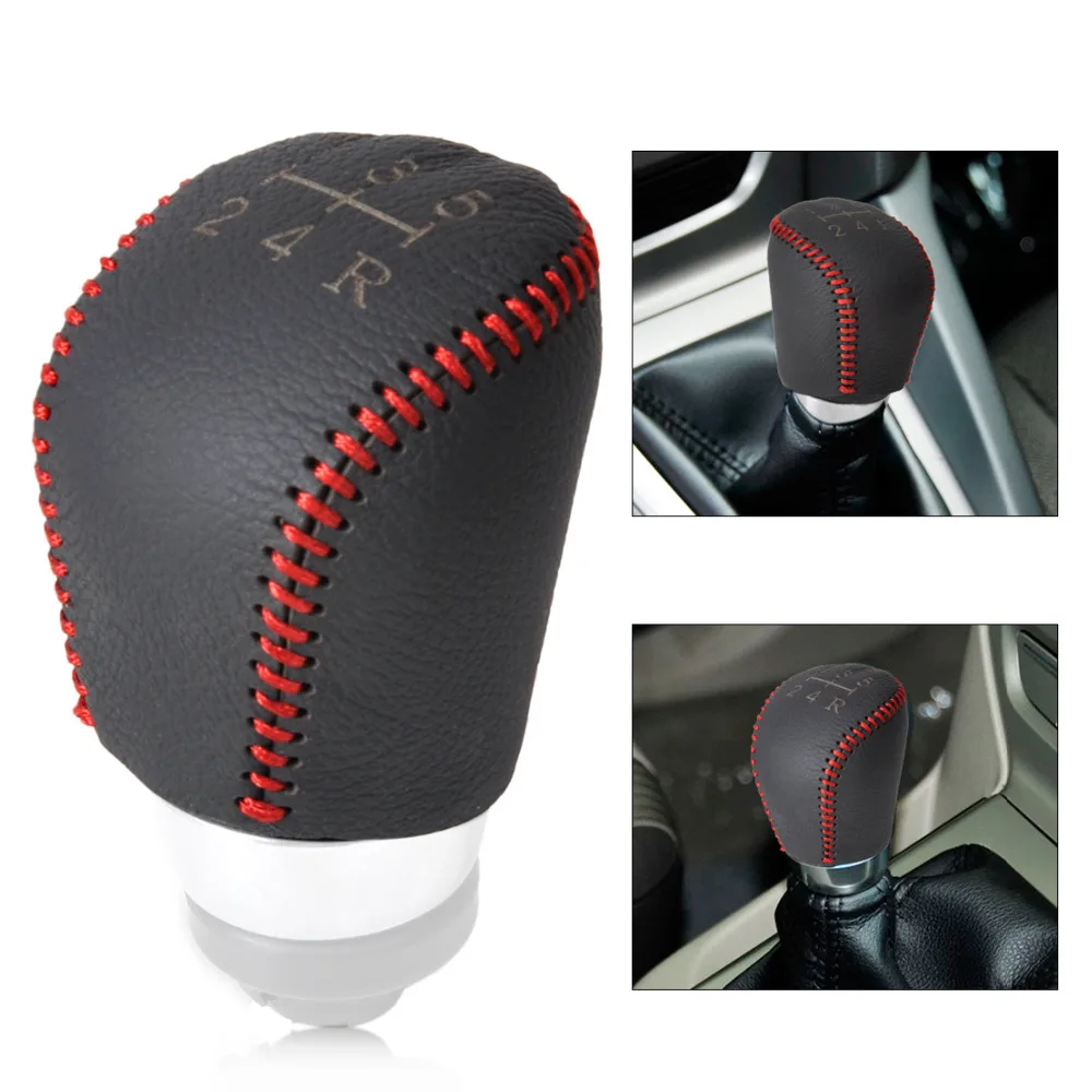 beler Car Styling Black New  Leather 5-Speed Gear Shift Knob Cover for Ford Focus MK II III 2004 2005 2006 2007 2008-2015