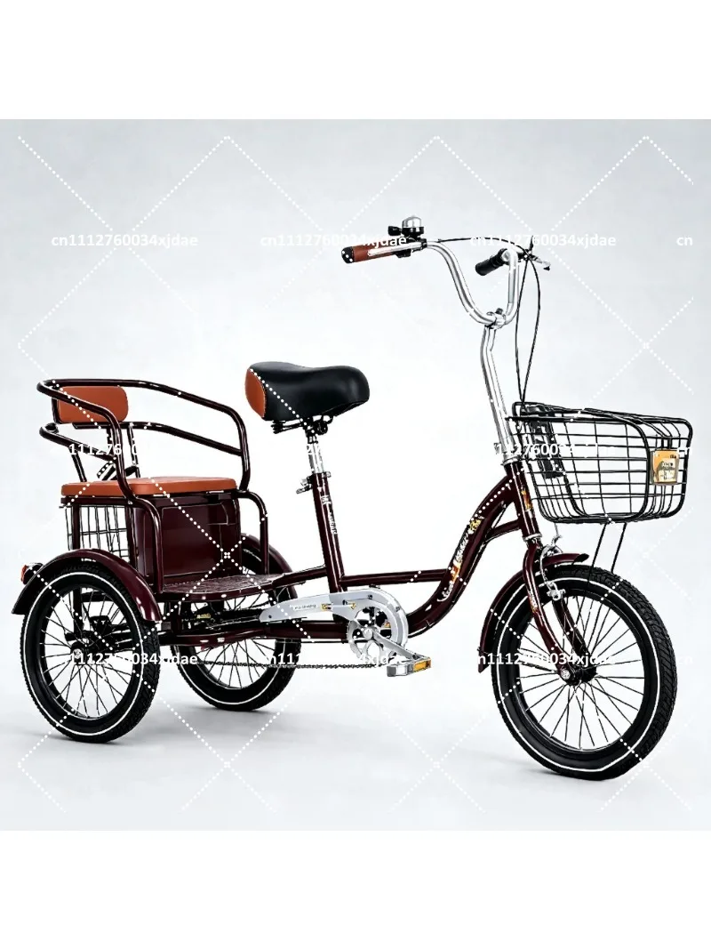 Lightweight Senior Pedal Tricycle - Manual Three-Wheel Bike, Human-Powered Scooter for Seniors Daily Use